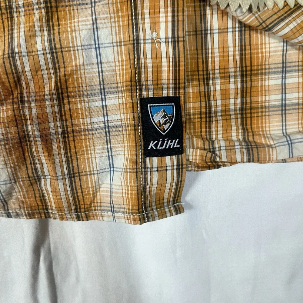 Kuhl Mens Size Large Mountain Grown Plaid Short Sleeve Cotton Linen Blend Shirt - Picture 4 of 10